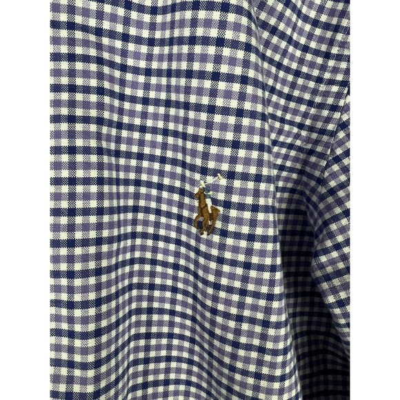 Ralph Lauren Large Purple Blue Plaid Long Sleeve Button Down Cotton Shirt - Picture 5 of 11